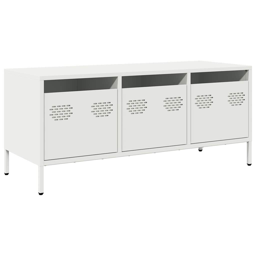 Meuble TV blanc 101,5x39x43,5 cm acier laminé à froid - XIOS