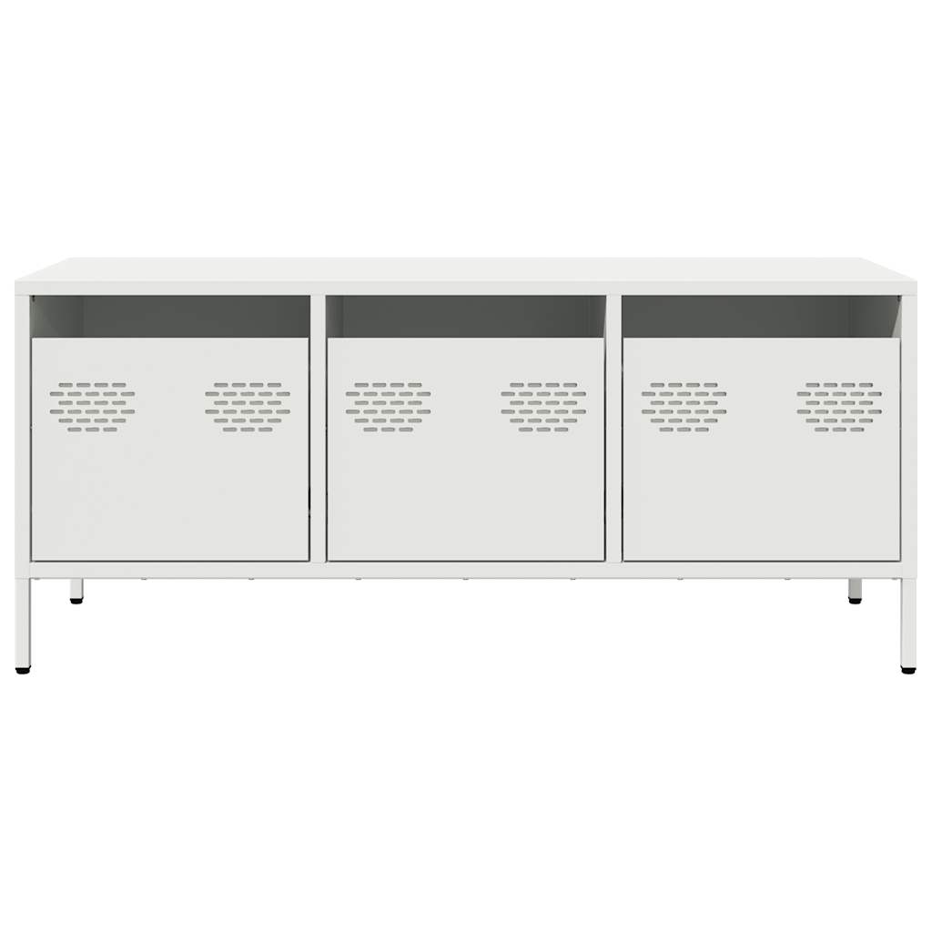 Meuble TV blanc 101,5x39x43,5 cm acier laminé à froid - XIOS