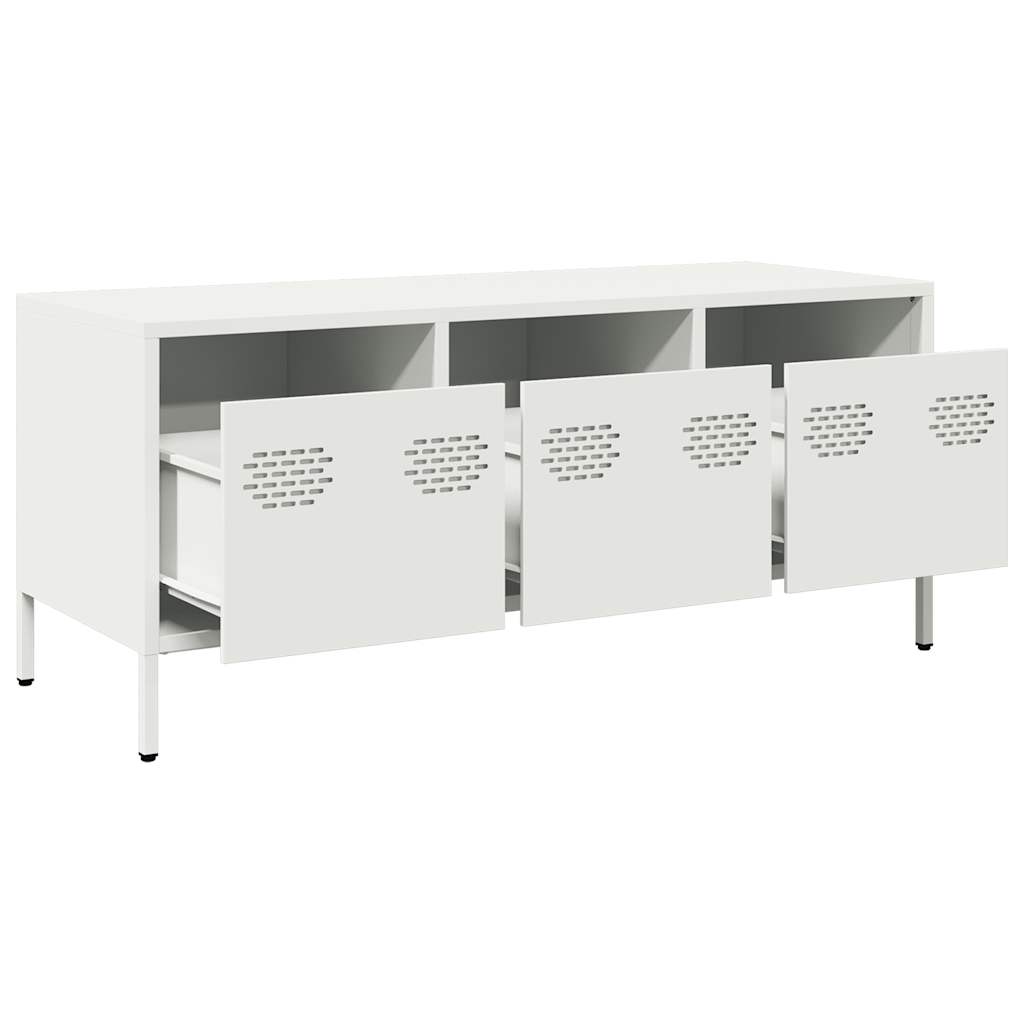 Meuble TV blanc 101,5x39x43,5 cm acier laminé à froid - XIOS