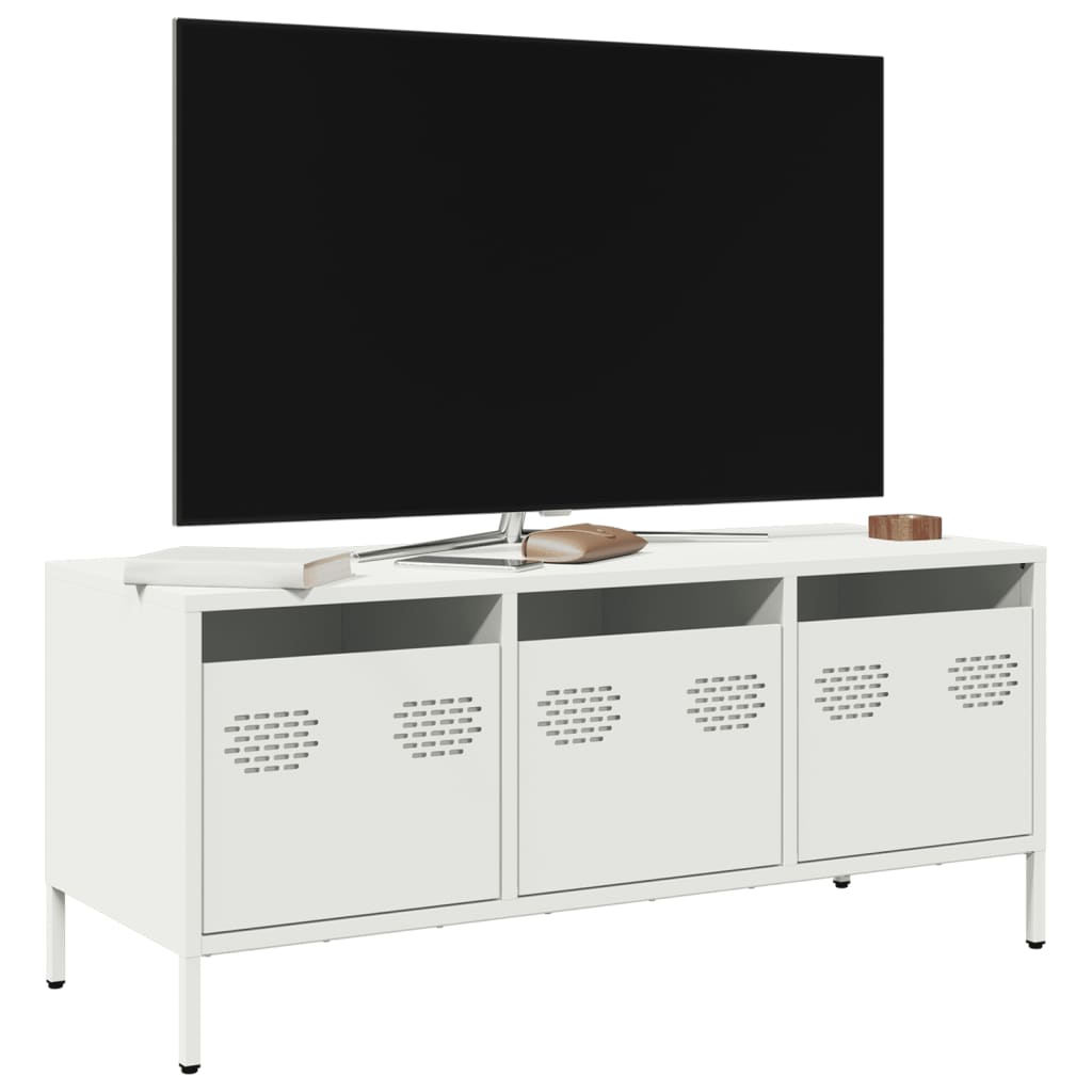 Meuble TV blanc 101,5x39x43,5 cm acier laminé à froid - XIOS