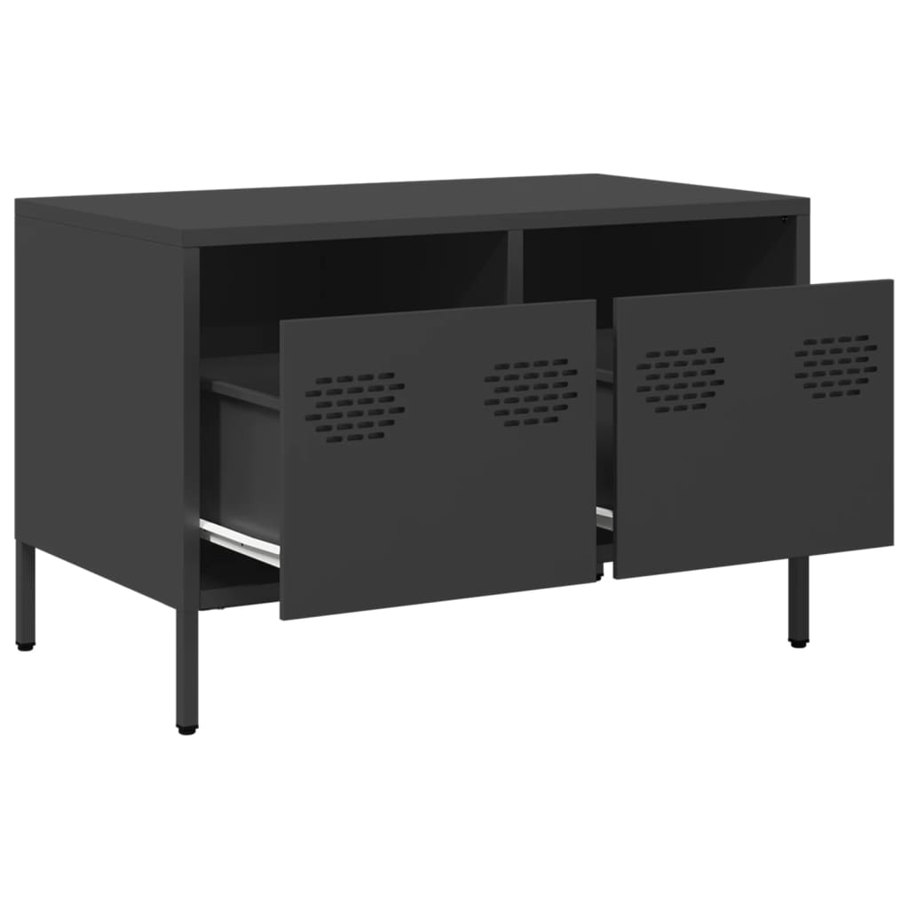 Meuble TV noir 68x39x43,5 cm acier laminé à froid - XIOS