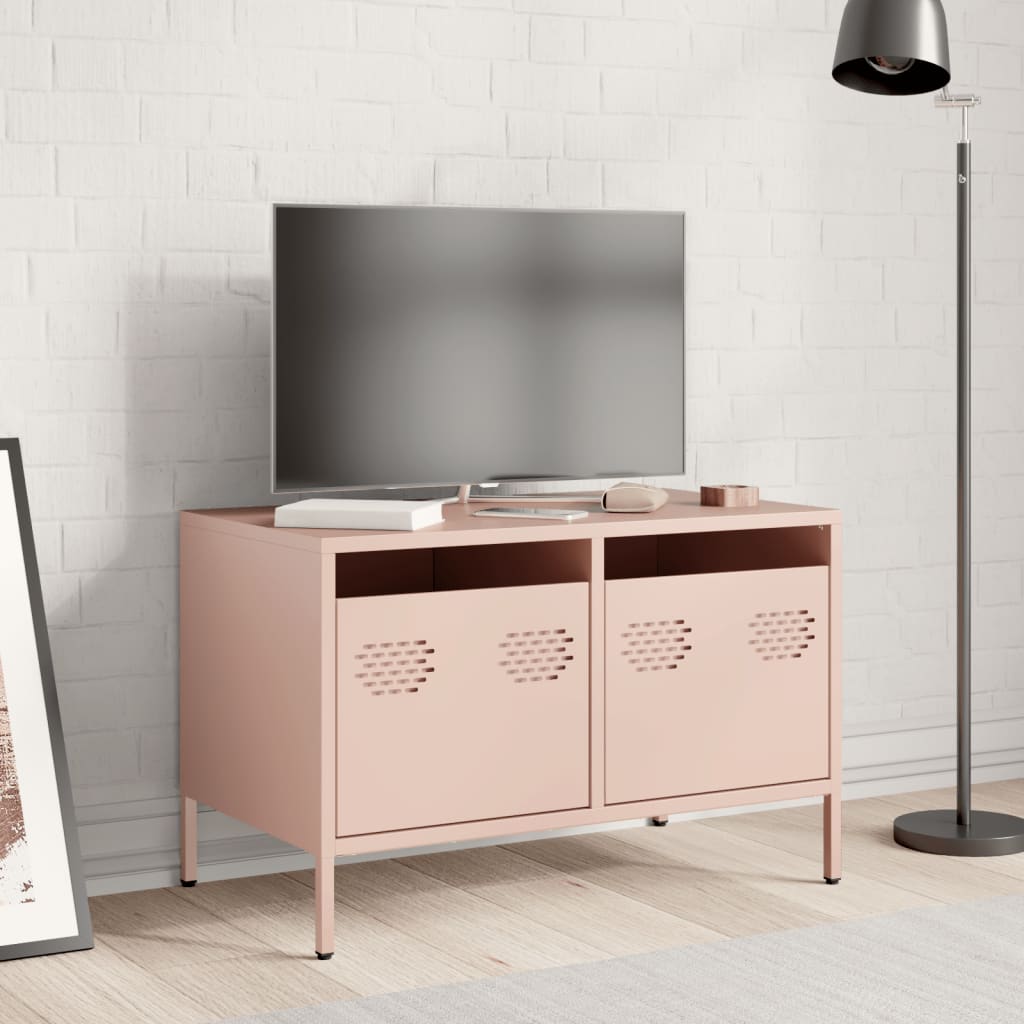 Meuble TV rose 68x39x43,5 cm acier laminé à froid - XIOS