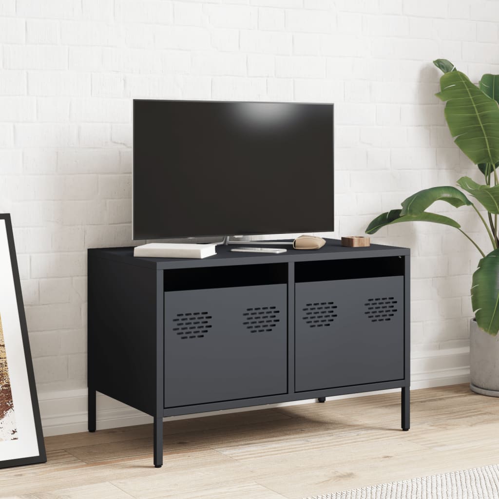 Meuble TV anthracite 68x39x43,5 cm acier laminé à froid - XIOS