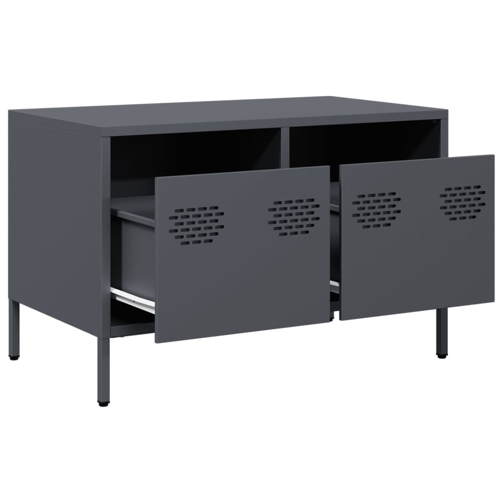 Meuble TV anthracite 68x39x43,5 cm acier laminé à froid - XIOS