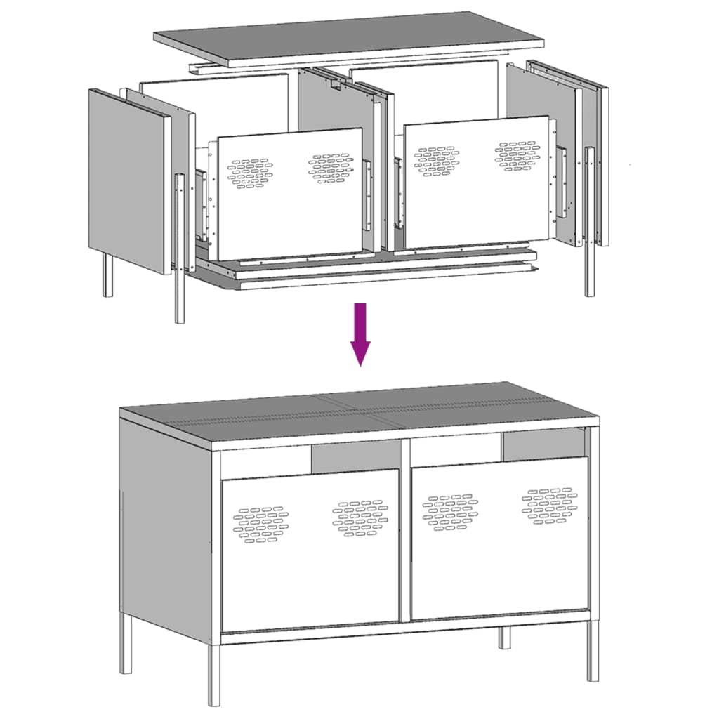 Meuble TV anthracite 68x39x43,5 cm acier laminé à froid - XIOS