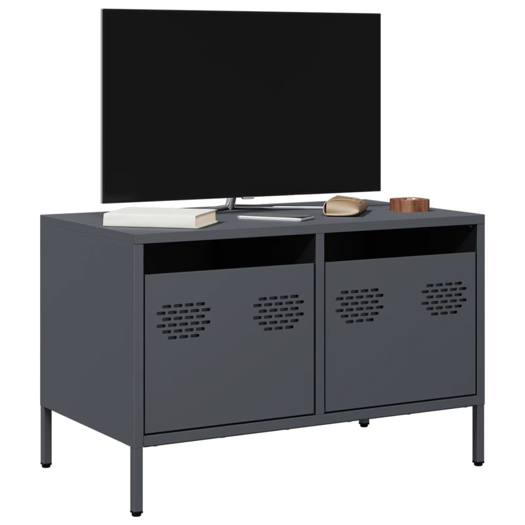 Meuble TV anthracite 68x39x43,5 cm acier laminé à froid - XIOS