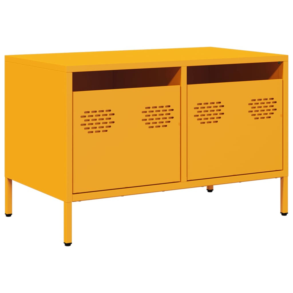 Meuble TV jaune moutarde 68x39x43,5 cm acier laminé à froid - XIOS