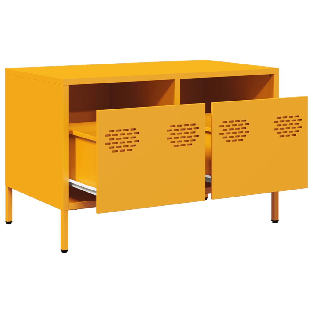 Meuble TV jaune moutarde 68x39x43,5 cm acier laminé à froid - XIOS
