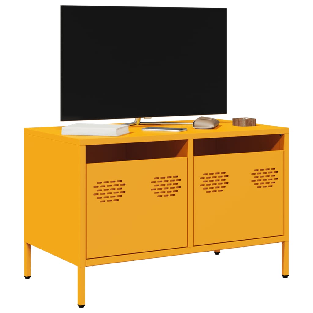 Meuble TV jaune moutarde 68x39x43,5 cm acier laminé à froid - XIOS