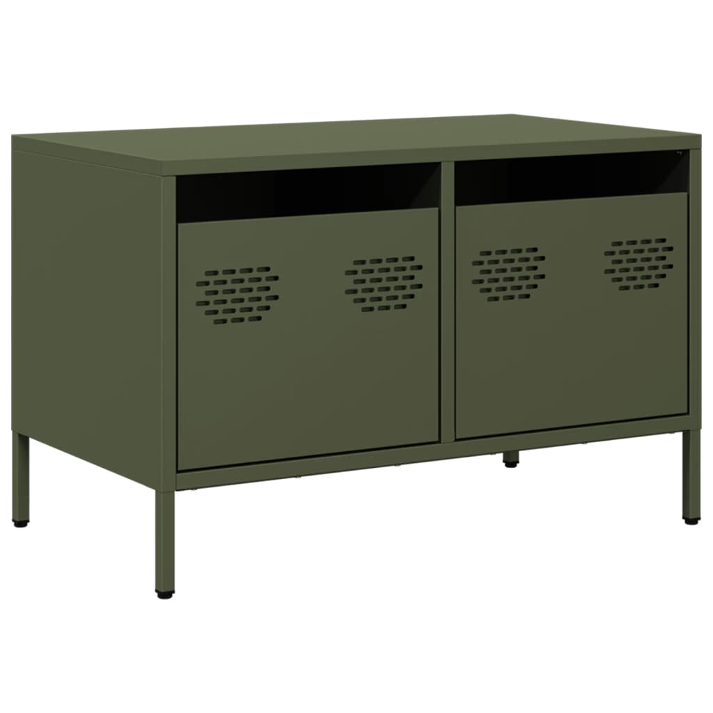 Meuble TV vert olive 68x39x43,5 cm acier laminé à froid - XIOS