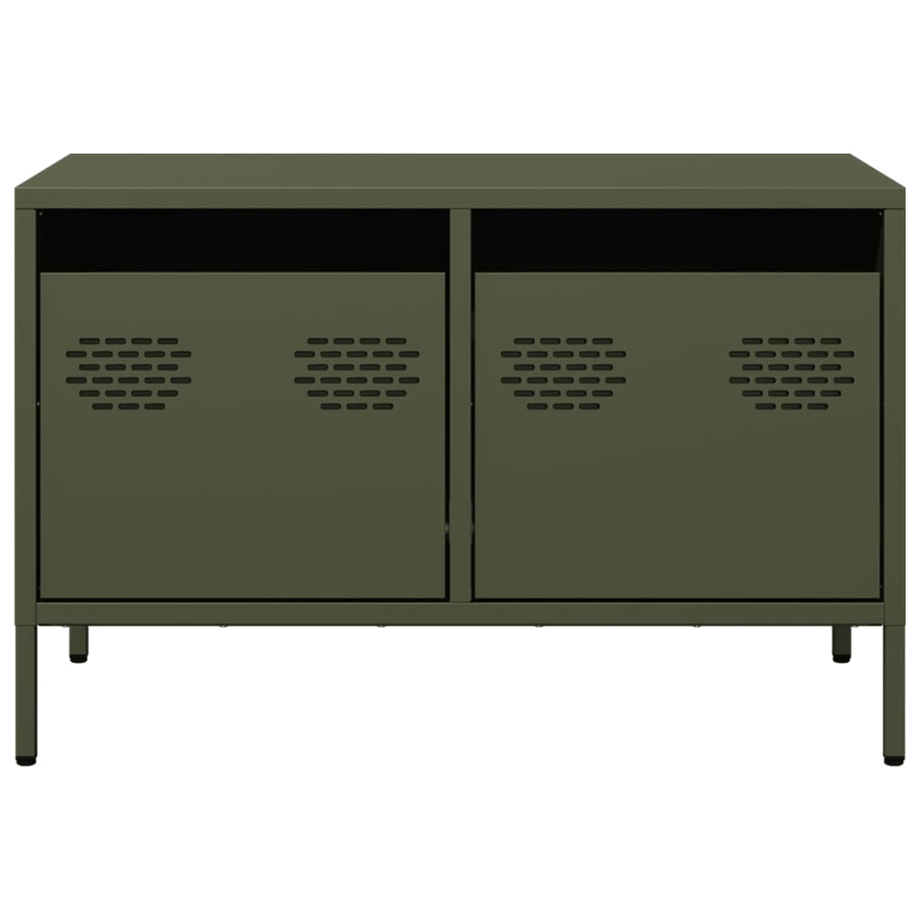 Meuble TV vert olive 68x39x43,5 cm acier laminé à froid - XIOS