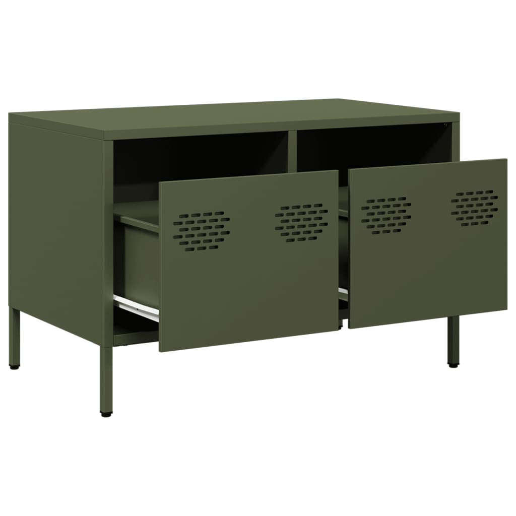 Meuble TV vert olive 68x39x43,5 cm acier laminé à froid - XIOS