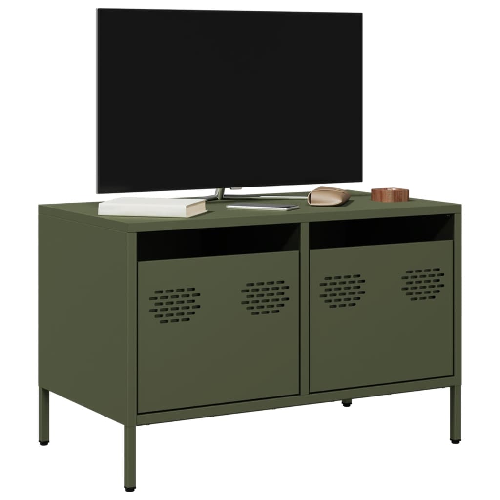 Meuble TV vert olive 68x39x43,5 cm acier laminé à froid - XIOS