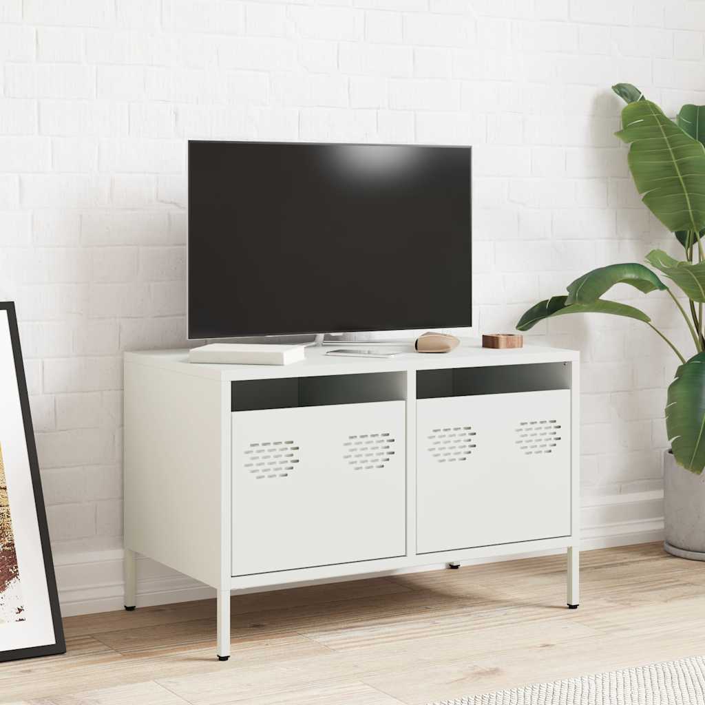 Meuble TV blanc 68x39x43,5 cm acier laminé à froid - XIOS