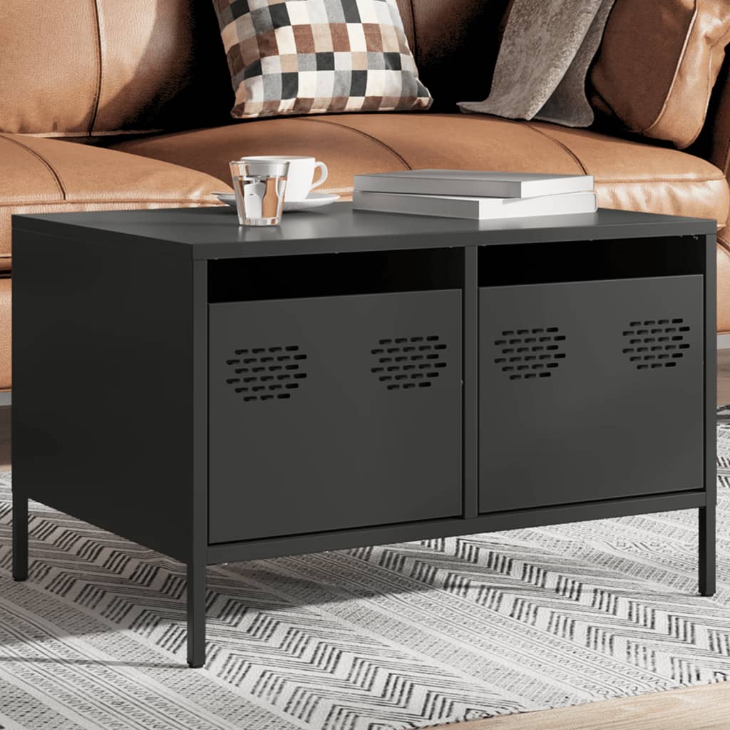 Meuble TV noir 68x50x43,5 cm acier laminé à froid - XIOS