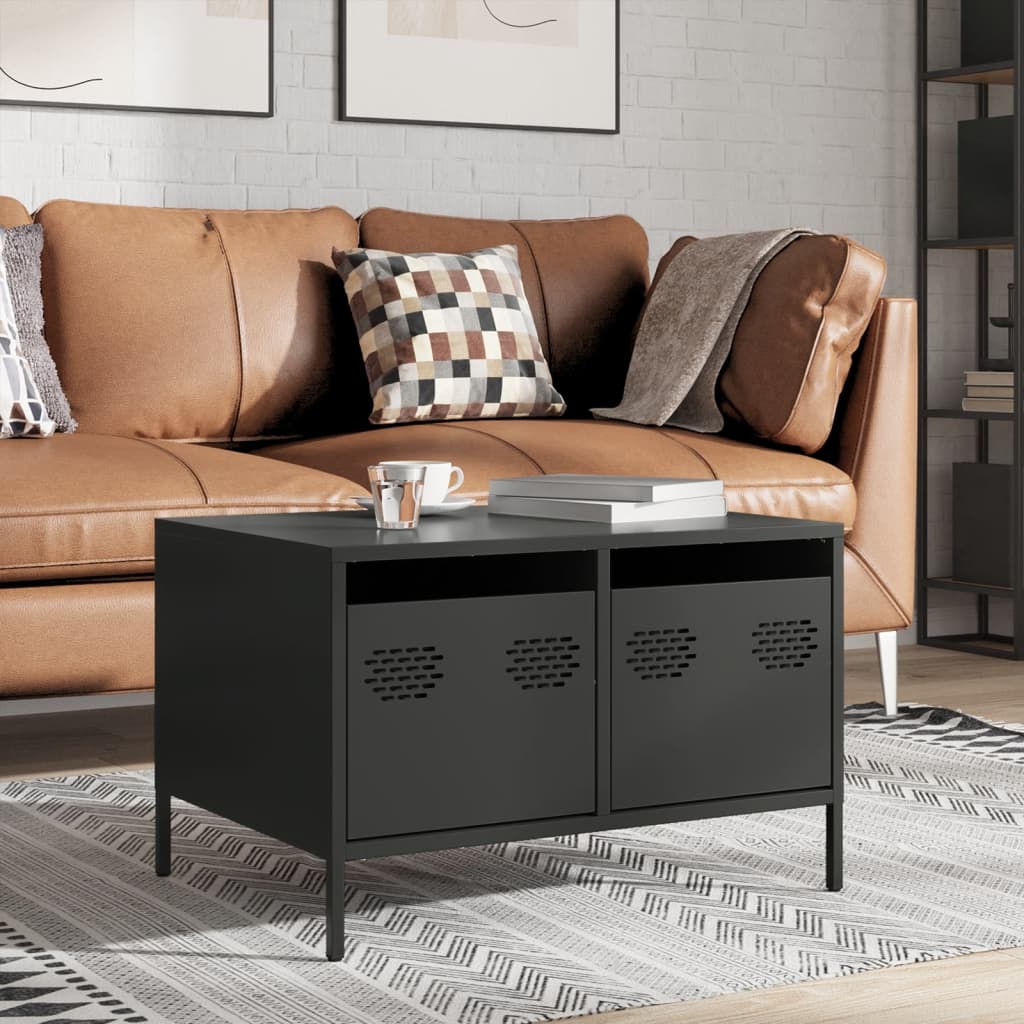 Meuble TV noir 68x50x43,5 cm acier laminé à froid - XIOS