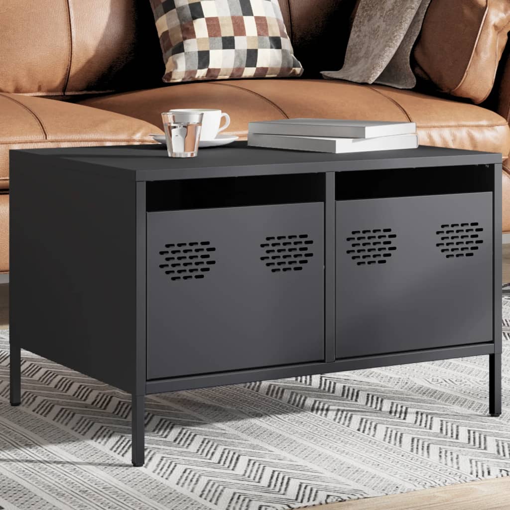 Meuble TV anthracite 68x50x43,5 cm acier laminé à froid - XIOS