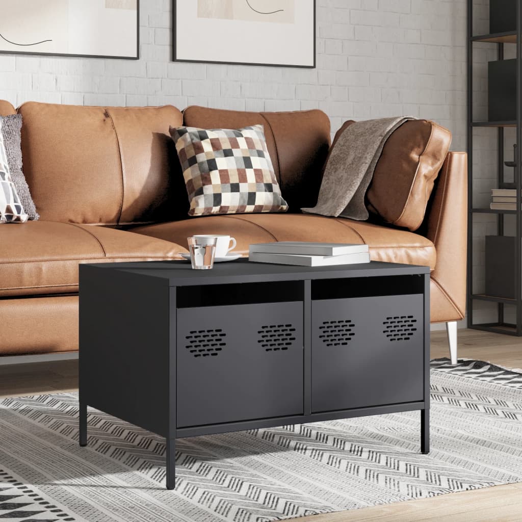 Meuble TV anthracite 68x50x43,5 cm acier laminé à froid - XIOS
