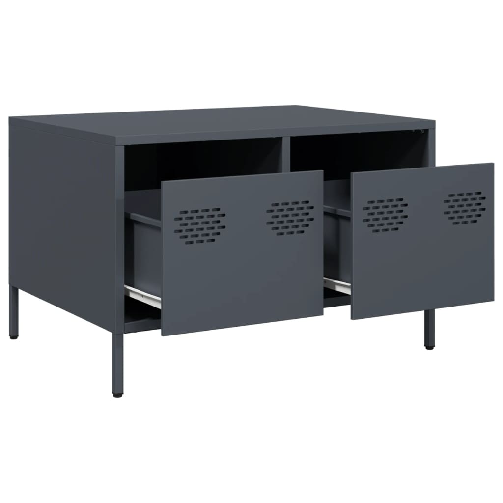 Meuble TV anthracite 68x50x43,5 cm acier laminé à froid - XIOS