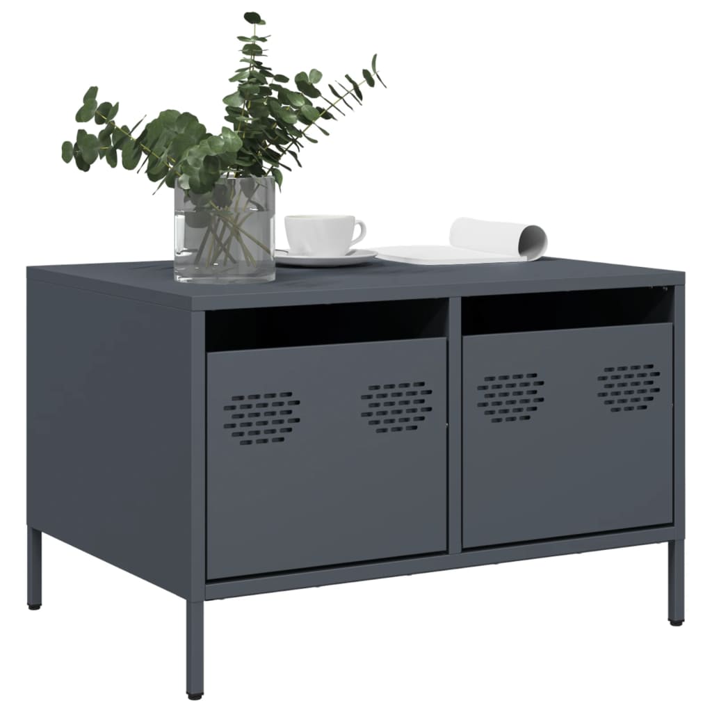 Meuble TV anthracite 68x50x43,5 cm acier laminé à froid - XIOS