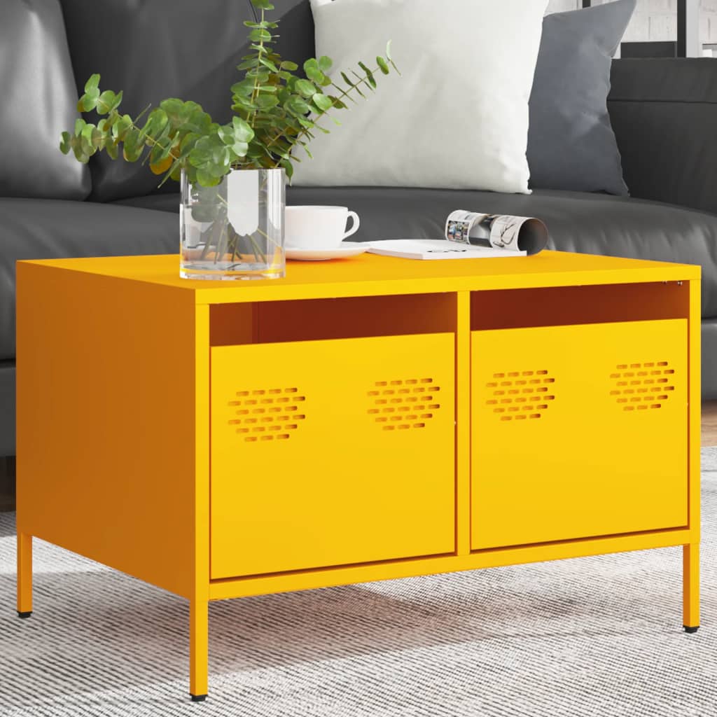 Meuble TV jaune moutarde 68x50x43,5 cm acier laminé à froid - XIOS