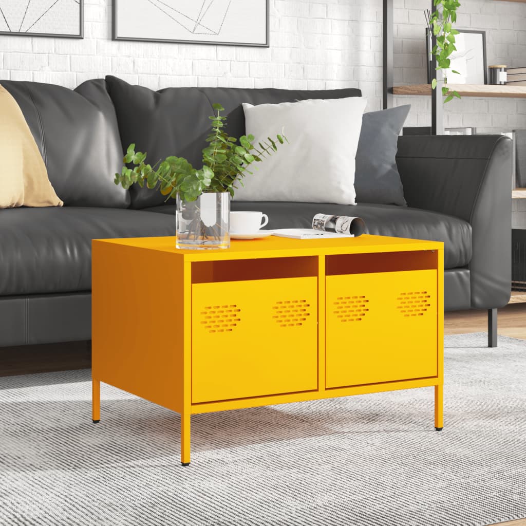 Meuble TV jaune moutarde 68x50x43,5 cm acier laminé à froid - XIOS