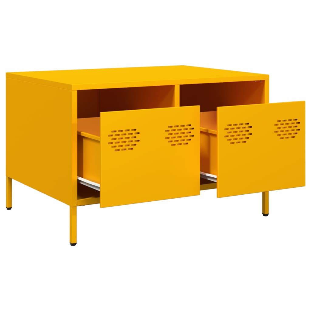 Meuble TV jaune moutarde 68x50x43,5 cm acier laminé à froid - XIOS