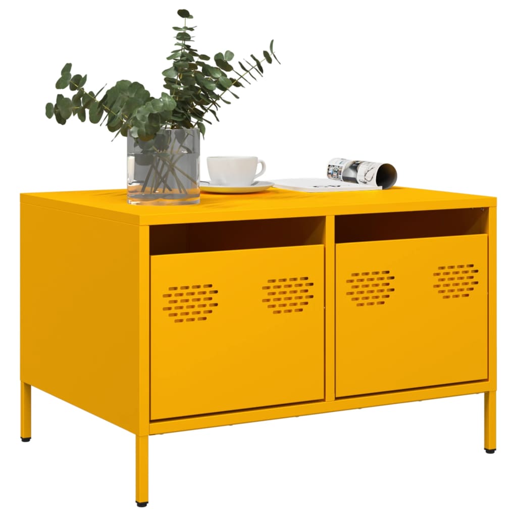 Meuble TV jaune moutarde 68x50x43,5 cm acier laminé à froid - XIOS