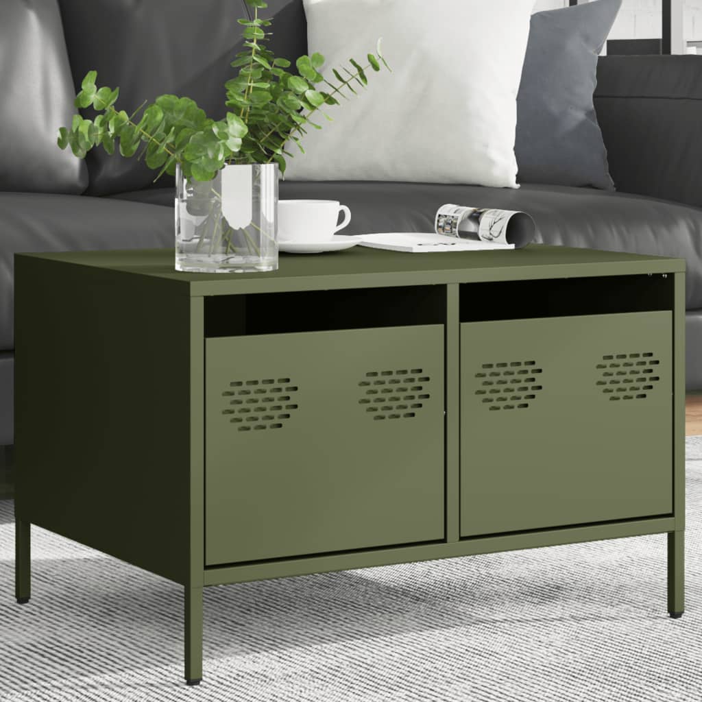 Meuble TV vert olive 68x50x43,5 cm acier laminé à froid - XIOS
