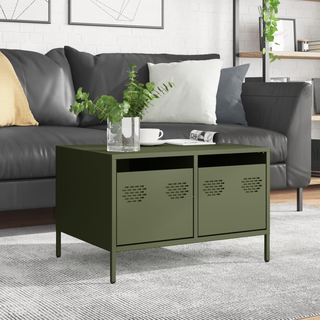 Meuble TV vert olive 68x50x43,5 cm acier laminé à froid - XIOS