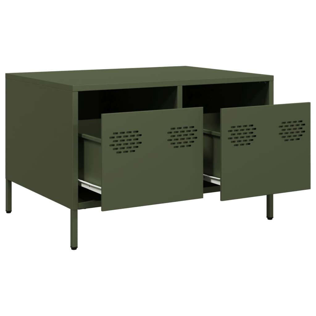 Meuble TV vert olive 68x50x43,5 cm acier laminé à froid - XIOS