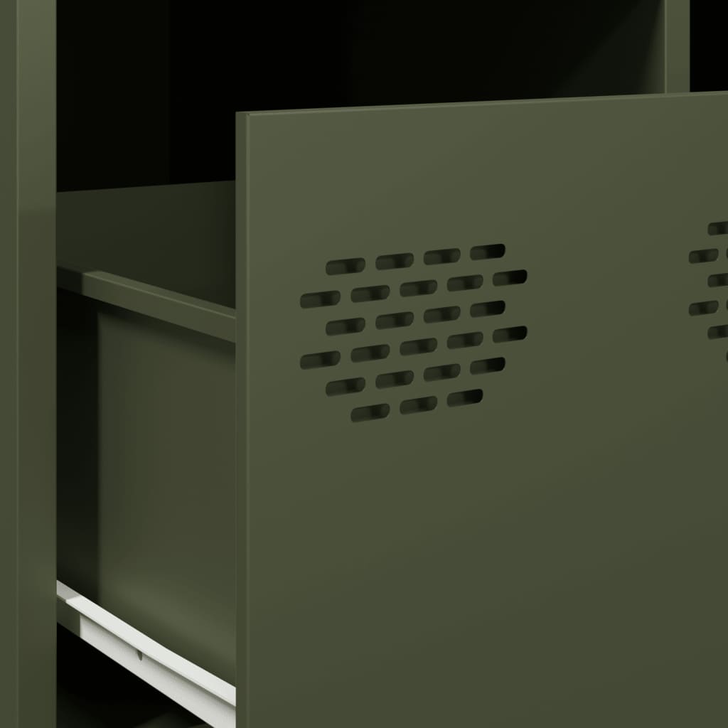 Meuble TV vert olive 68x50x43,5 cm acier laminé à froid - XIOS