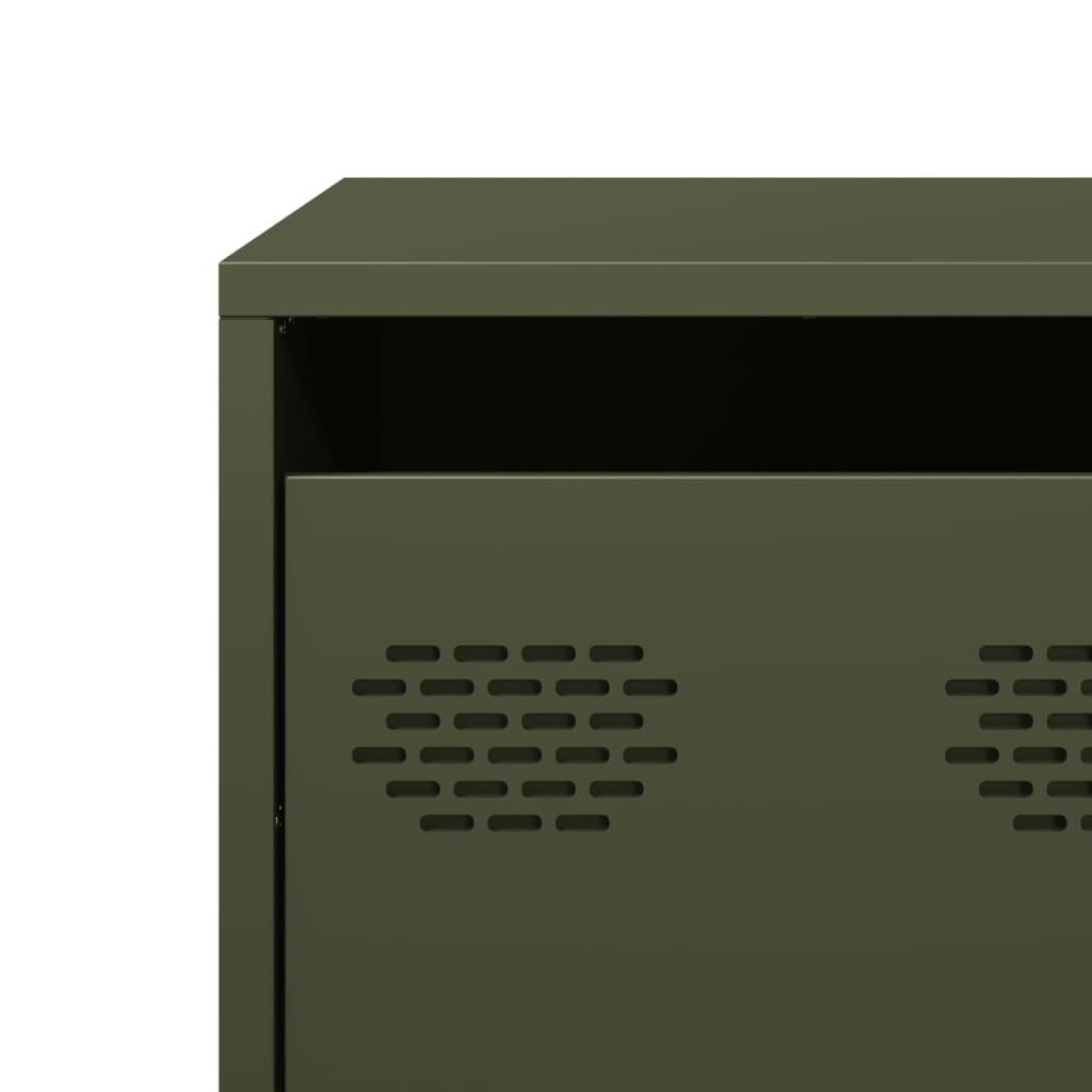 Meuble TV vert olive 68x50x43,5 cm acier laminé à froid - XIOS