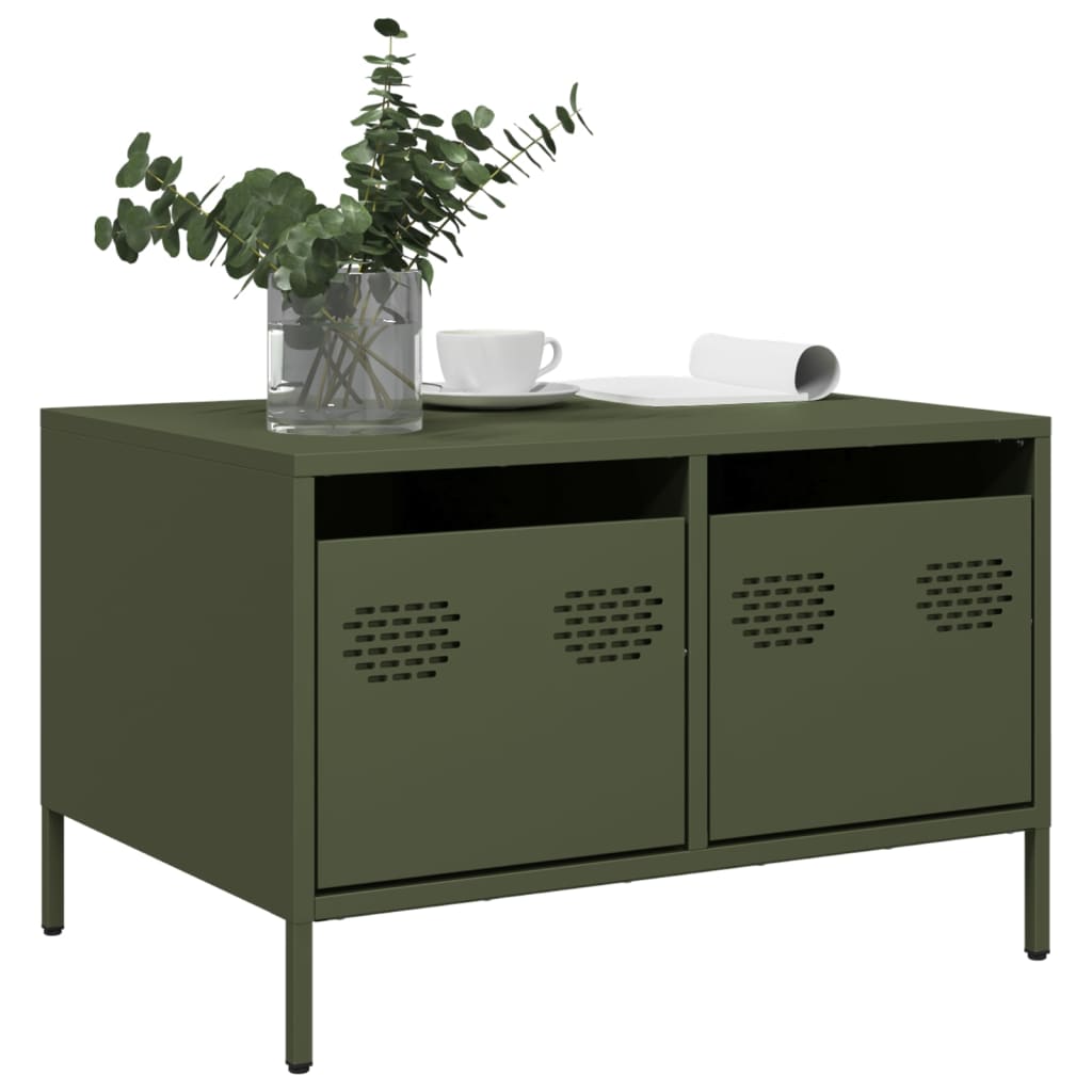 Meuble TV vert olive 68x50x43,5 cm acier laminé à froid - XIOS