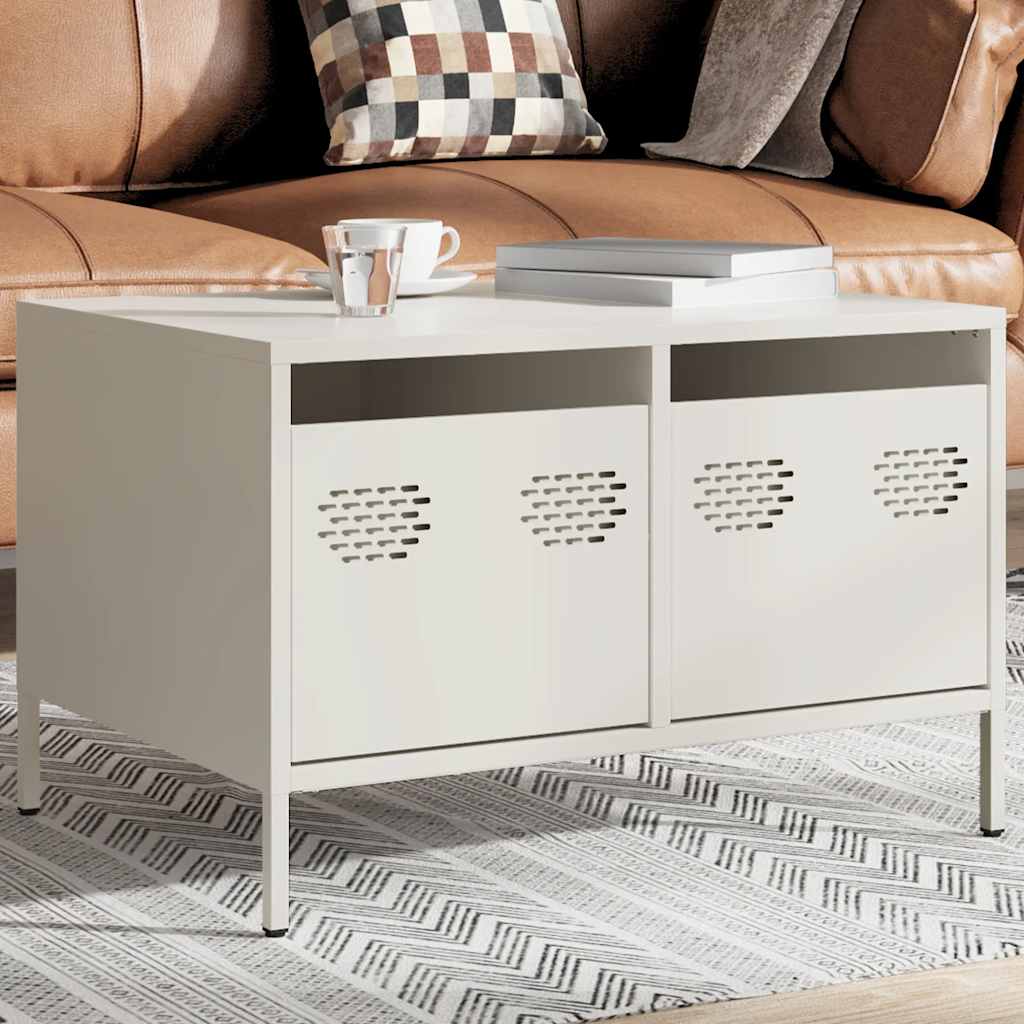 Meuble TV blanc 68x50x43,5 cm acier laminé à froid - XIOS