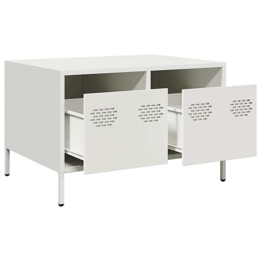 Meuble TV blanc 68x50x43,5 cm acier laminé à froid - XIOS