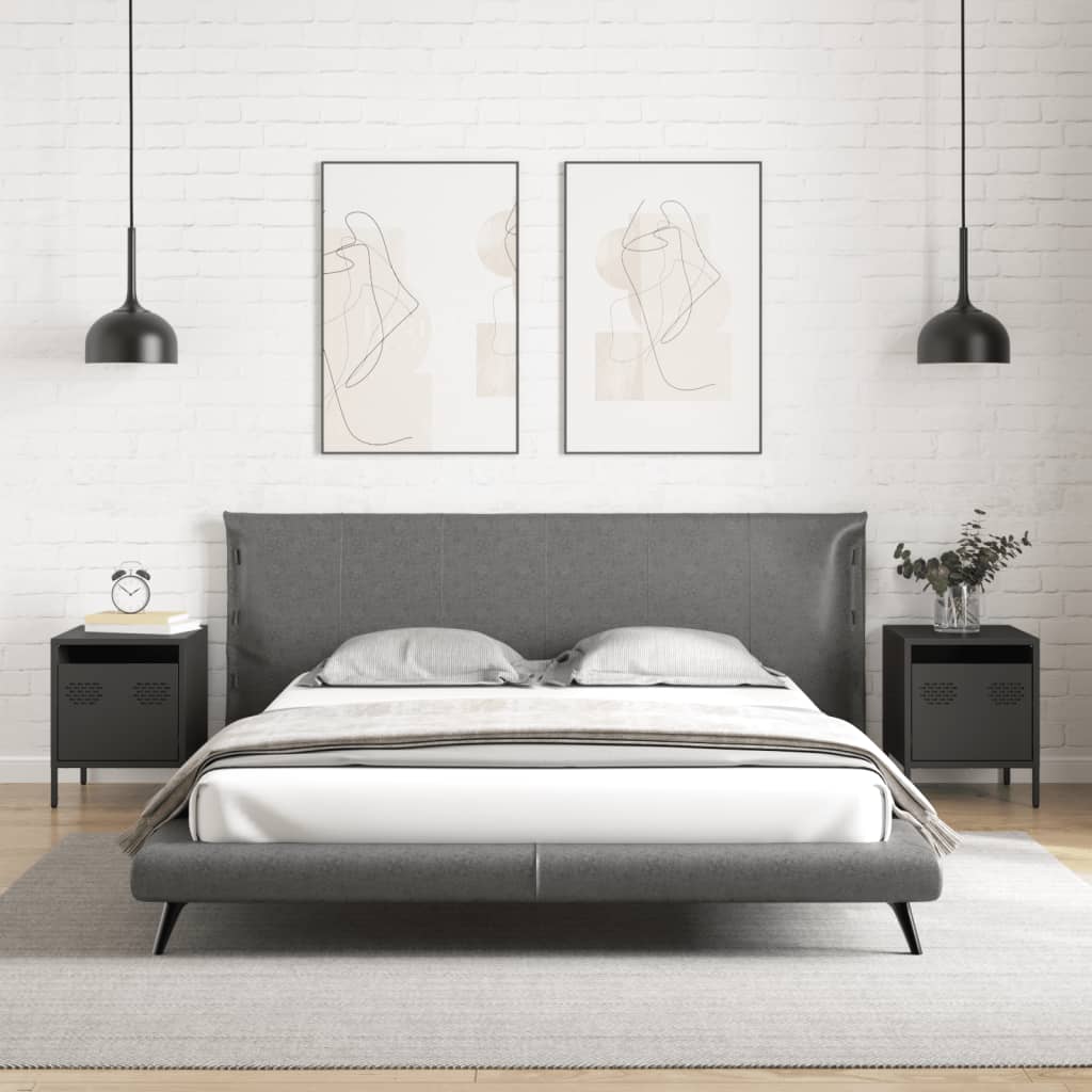 Tables de chevet 2 pcs noir 35x39x43,5 cm acier