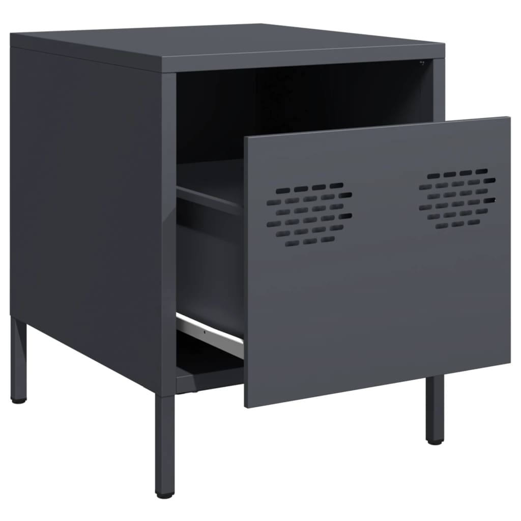 Tables de chevet 2 pcs anthracite 35x39x43,5 cm acier