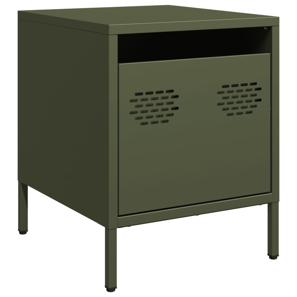 Table de chevet vert olive 35x39x43,5 cm acier - XIOS