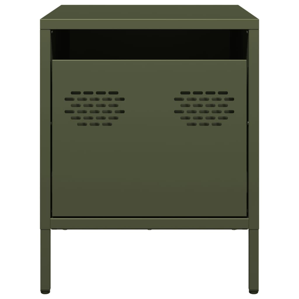 Table de chevet vert olive 35x39x43,5 cm acier - XIOS