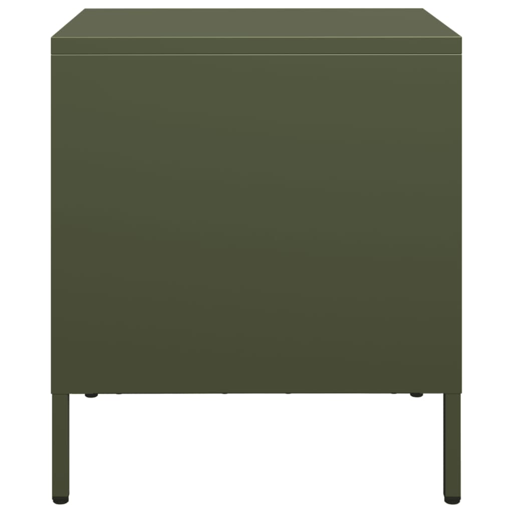 Table de chevet vert olive 35x39x43,5 cm acier - XIOS