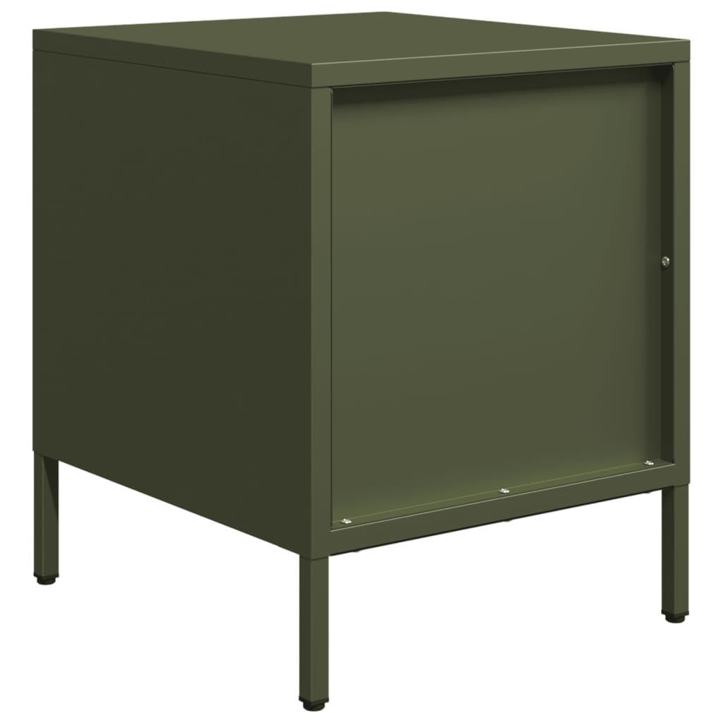 Table de chevet vert olive 35x39x43,5 cm acier - XIOS