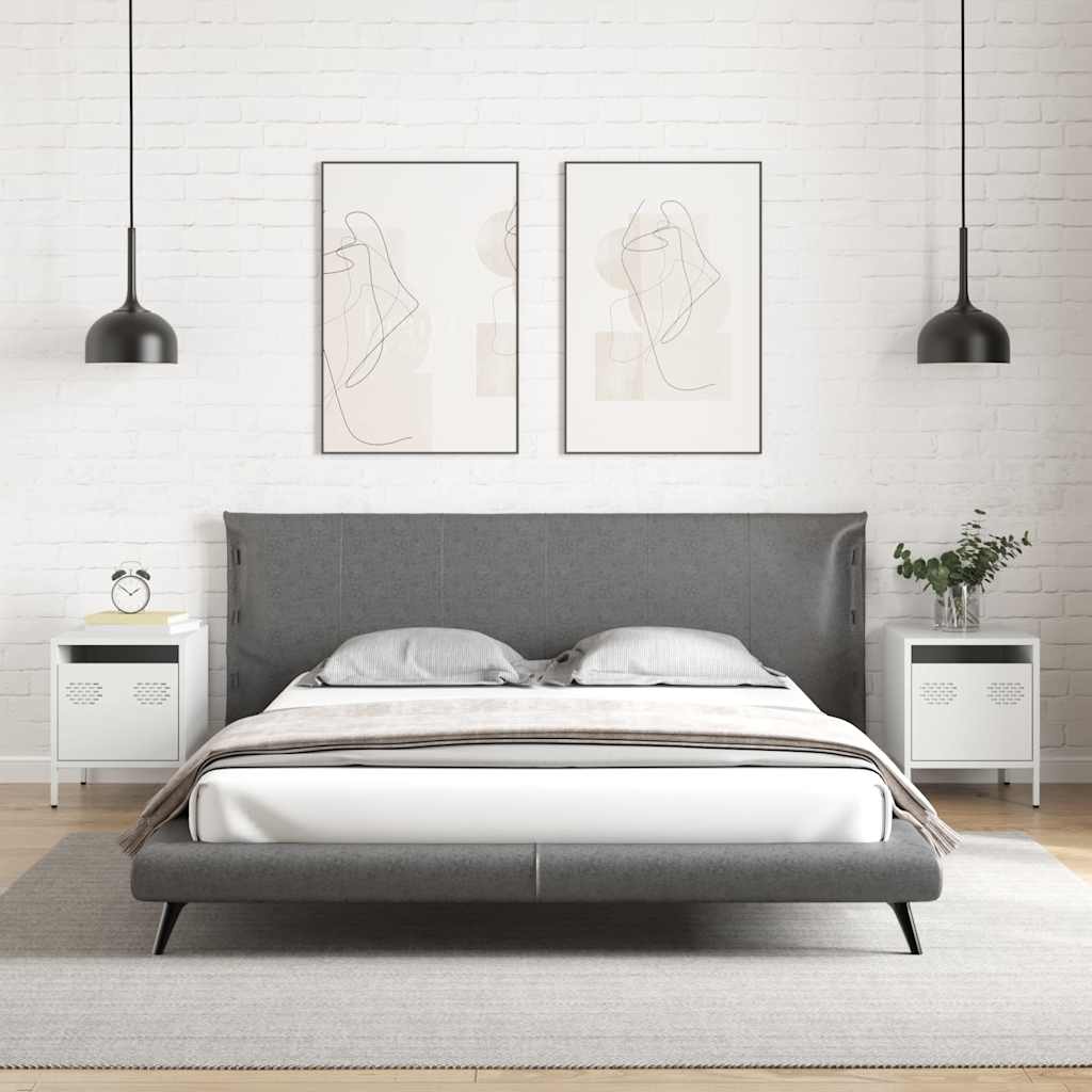 Tables de chevet 2 pcs blanc 35x39x43,5 cm acier