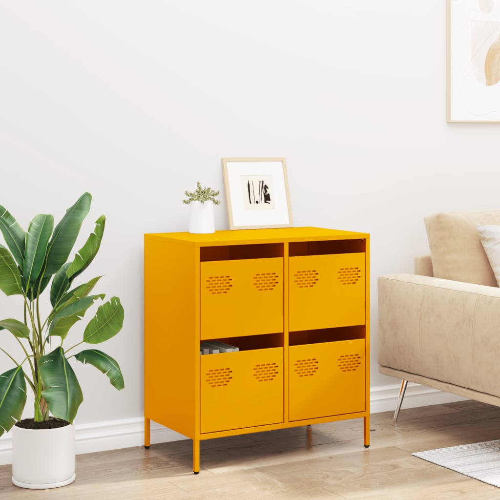 Buffet jaune moutarde 68x39x73,5 cm acier laminé à froid - XIOS