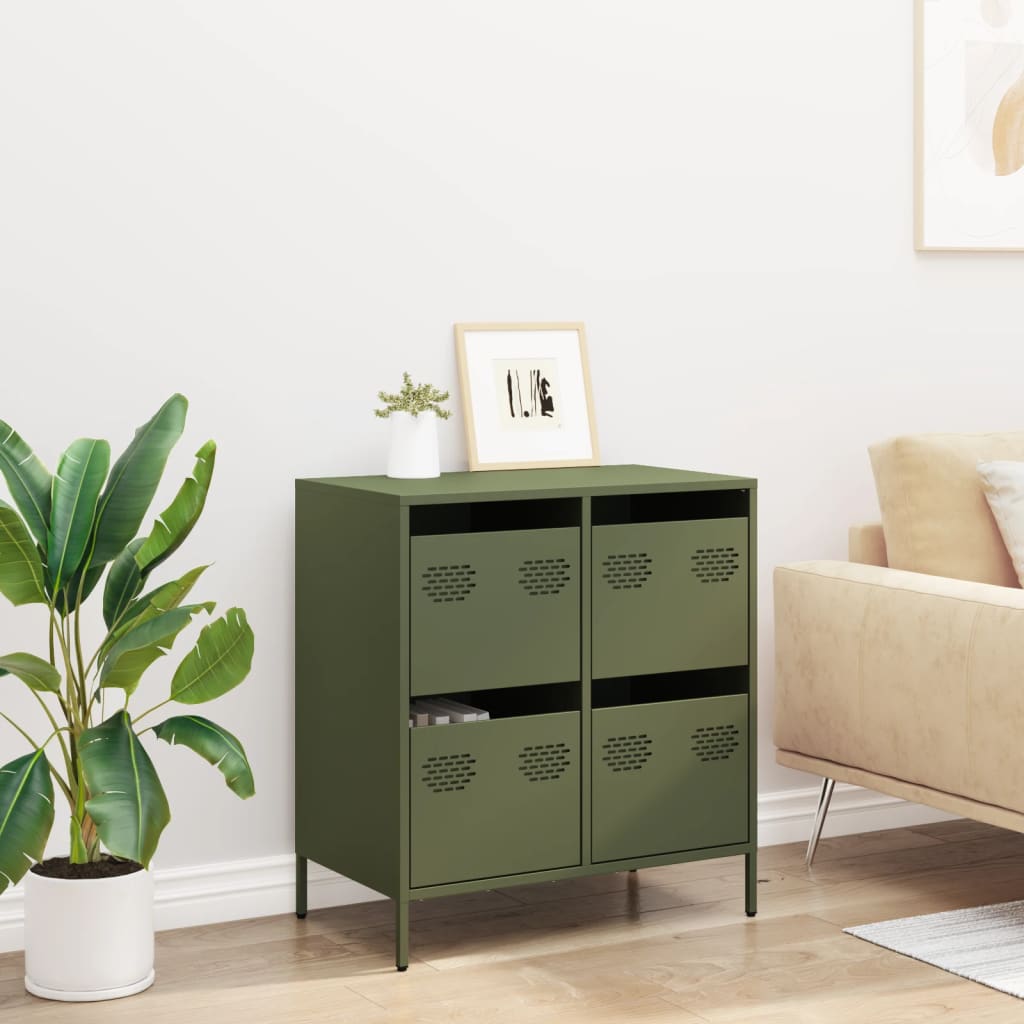 Buffet vert olive 68x39x73,5 cm acier laminé à froid - XIOS