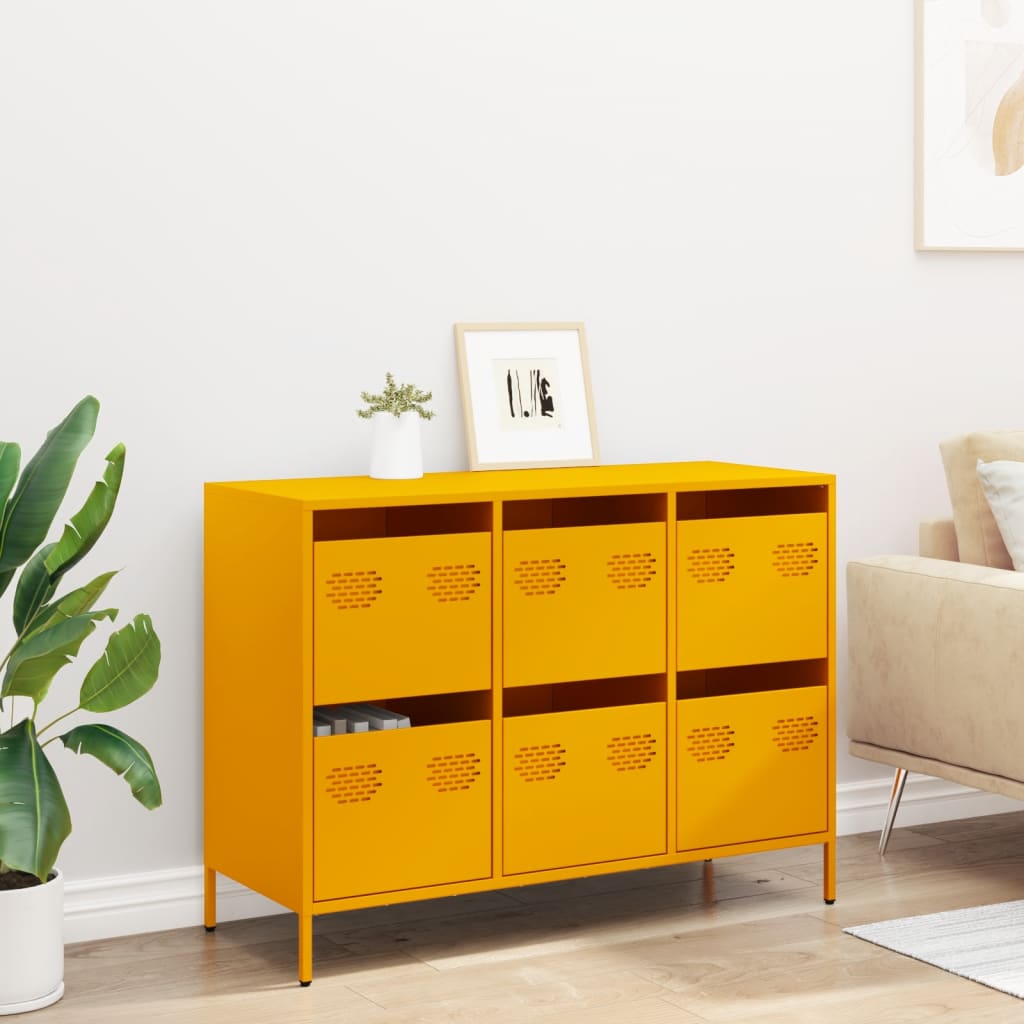 Buffet jaune moutarde 101,5x39x73,5 cm acier laminé à froid - XIOS