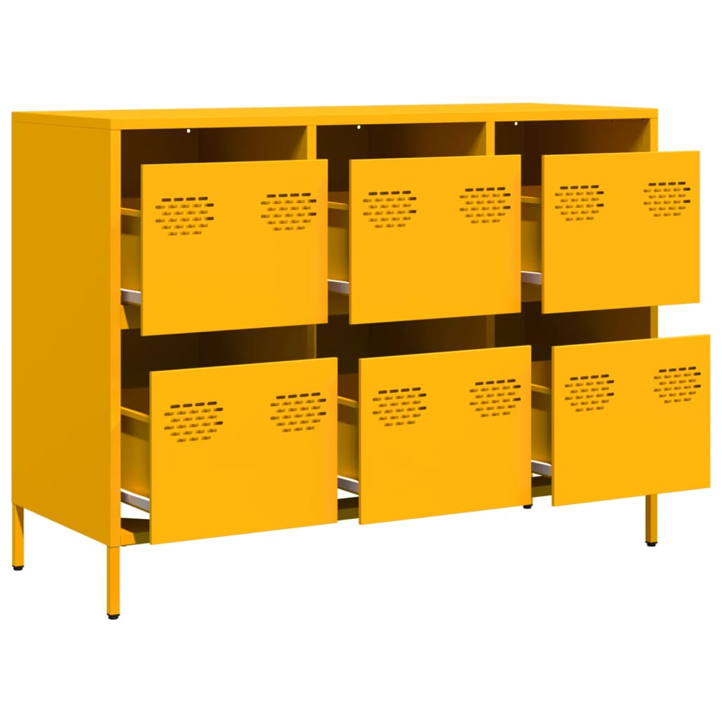 Buffet jaune moutarde 101,5x39x73,5 cm acier laminé à froid - XIOS