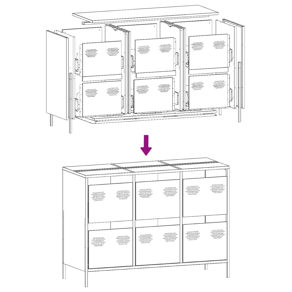 Buffet jaune moutarde 101,5x39x73,5 cm acier laminé à froid