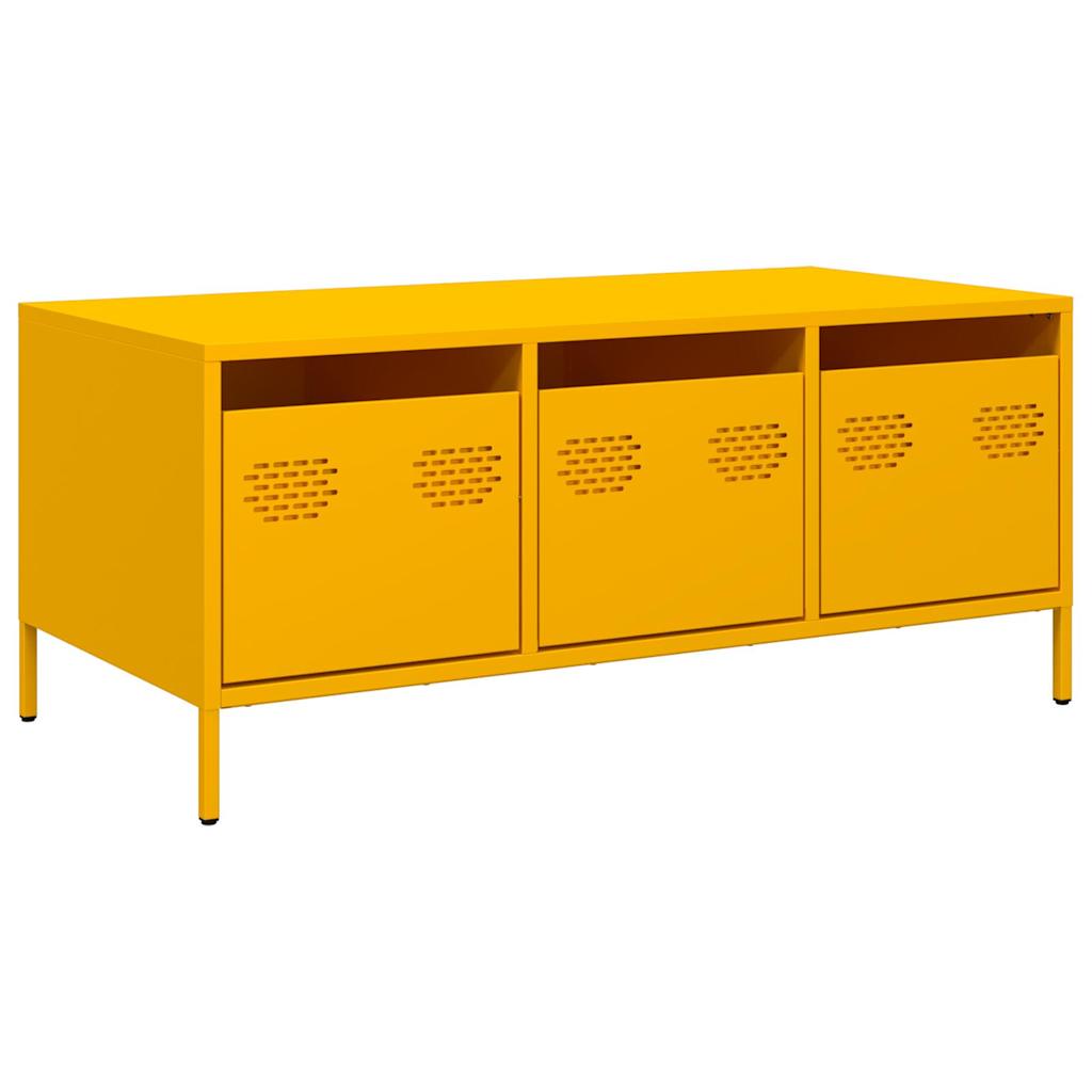Table basse jaune moutarde 101,5x50x43,5cm acier laminé à froid - XIOS