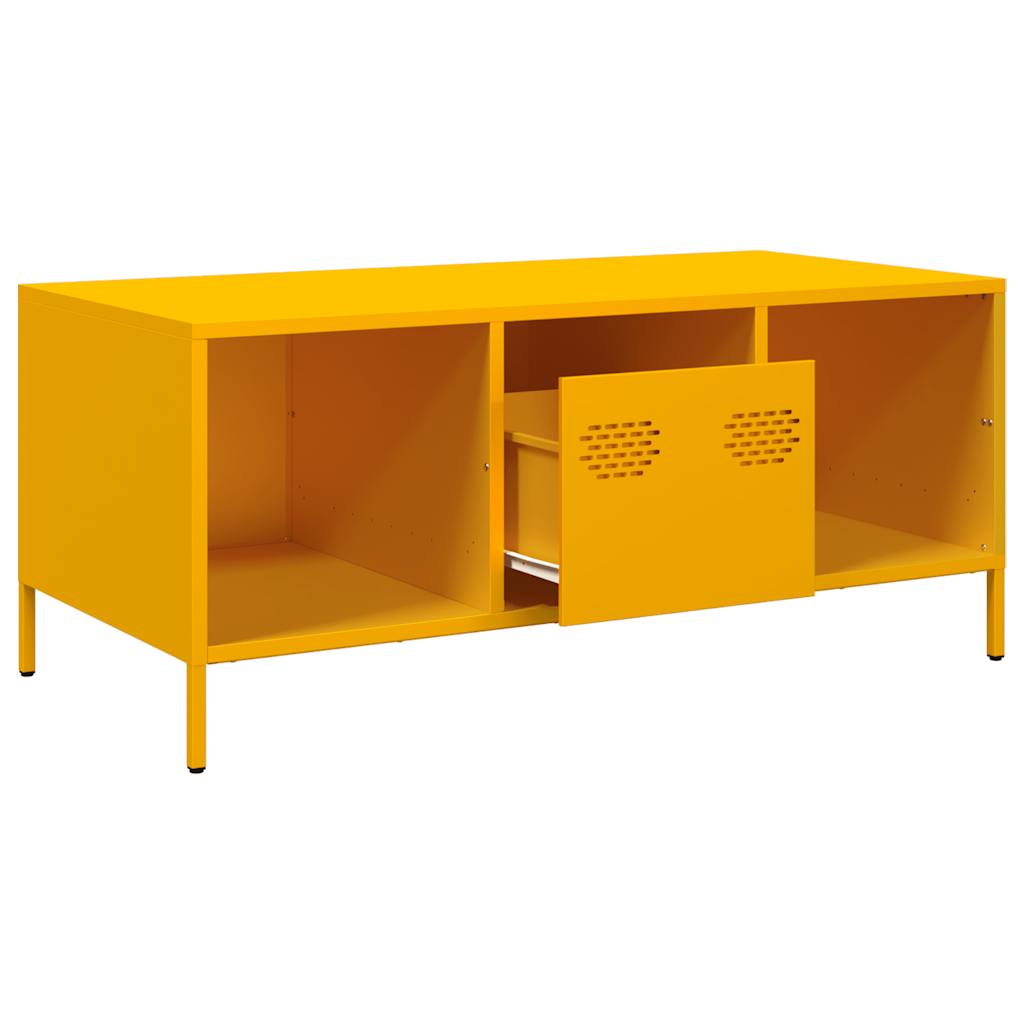 Table basse jaune moutarde 101,5x50x43,5cm acier laminé à froid - XIOS